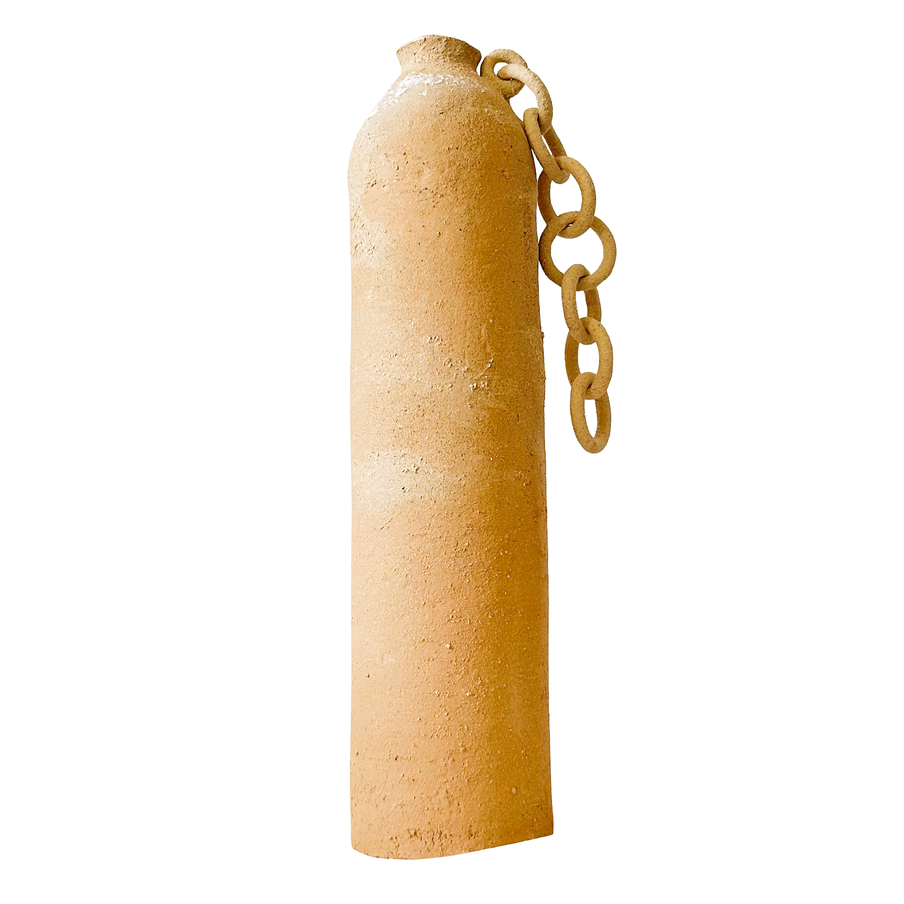 Vase Heme - en grès brut sable bords or et chaîne